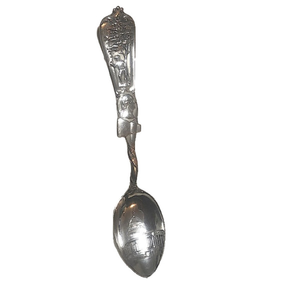 RARE Vtg Sterling Silver George Twisted Tree Axe White House Souvenir Spoon 4.5” - Picture 1 of 7